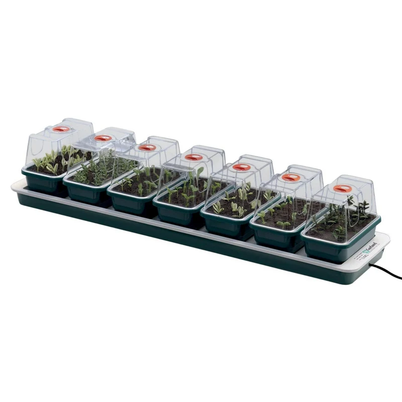 Elektrisches Zimmergewächshaus „Super 7“ – 7 Mini-Gewächshäuser, 13-Watt-Heizsockel