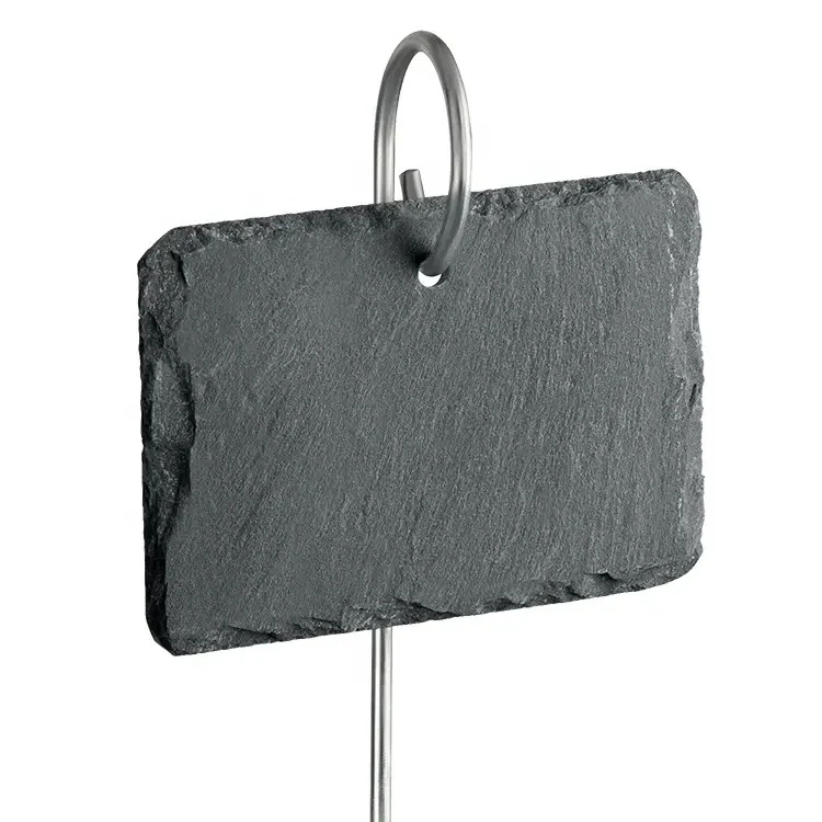 10 Pflanzschilder aus Schiefer mit 40 cm Metallstab, 10 x 7 cm
