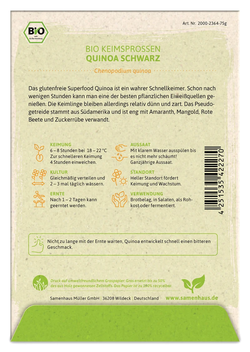 Keimsprossen Quinoa Schwarz | BIO Keimsprossen von FLORTUS