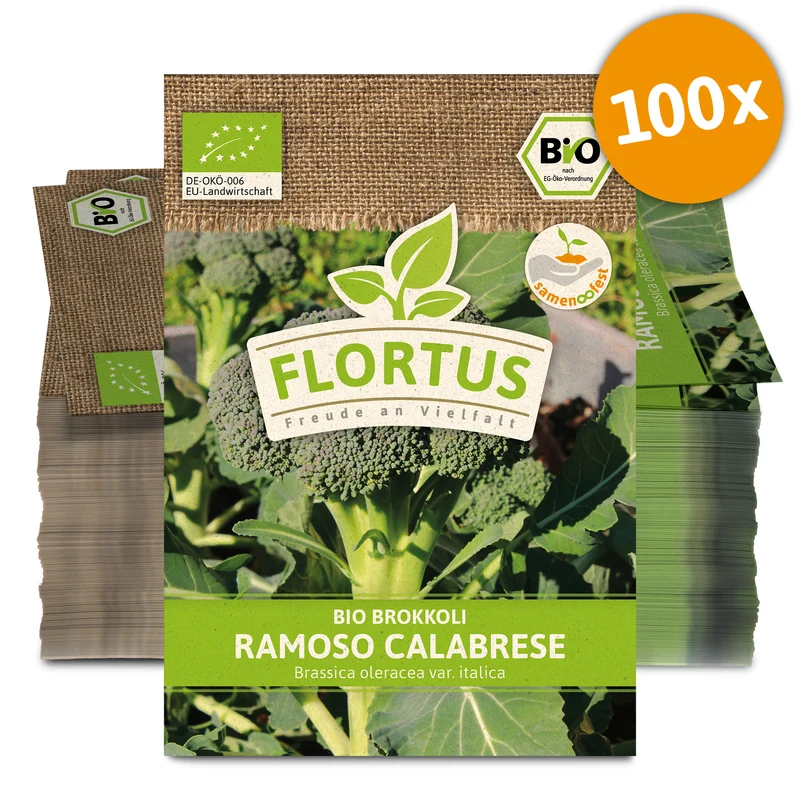Brokkoli Ramoso Calabrese (100 Stück) | BIO Kohlsamen von FLORTUS