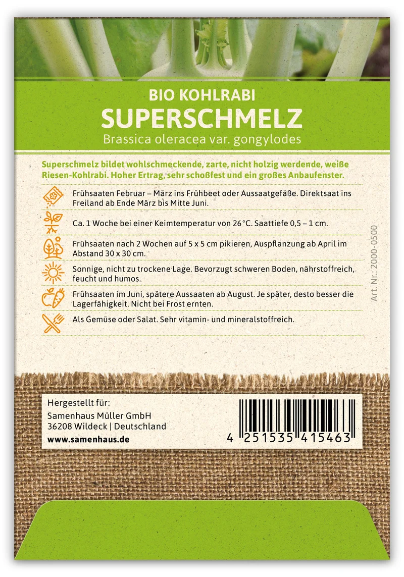 Kohlrabi Superschmelz (100 Stück) | BIO Kohlsamen von FLORTUS