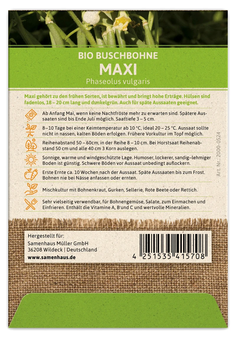 Buschbohne Maxi | BIO Bohnensamen von FLORTUS