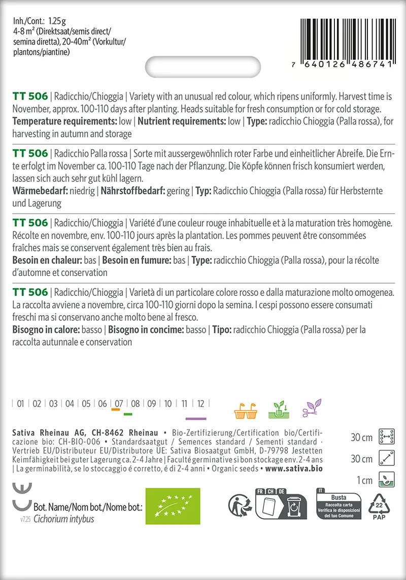 BIO Saatgut Radicchio Palla Rossa TT 506