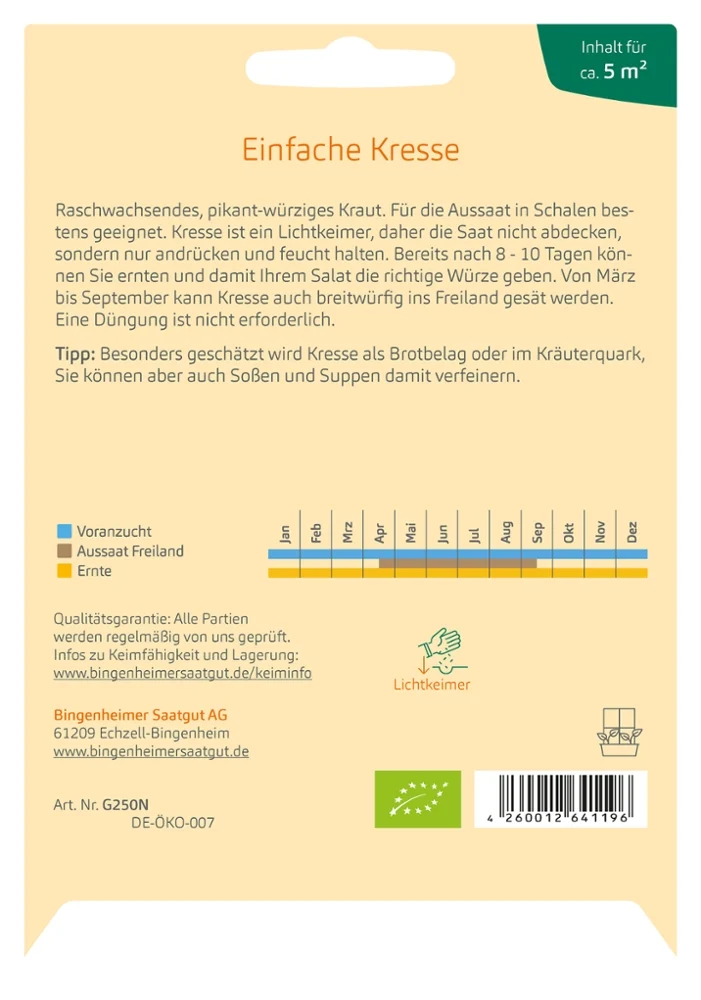 BIO Saatgut Kresse einfache