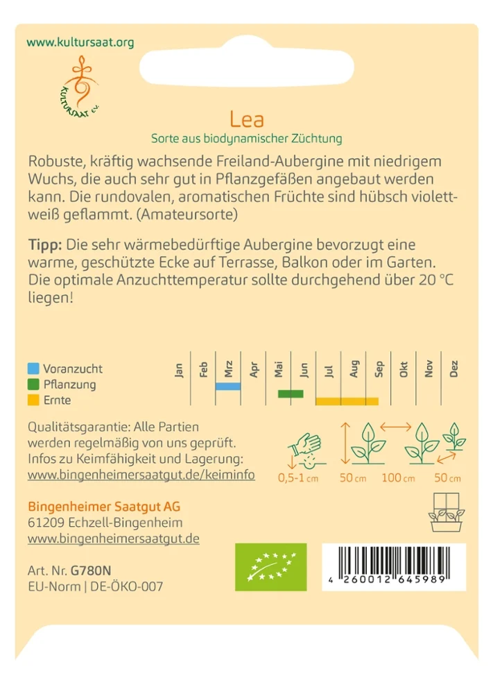 BIO Saatgut Freilandaubergine Lea