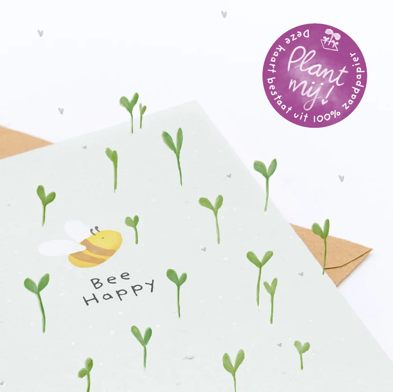 Wenskaart – Bee Happy