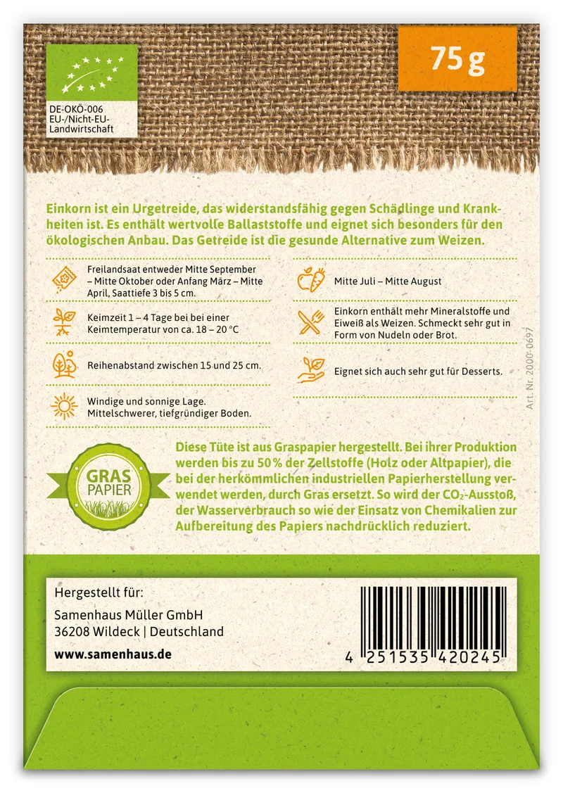 Einkorn | BIO Getreidesamen von FLORTUS