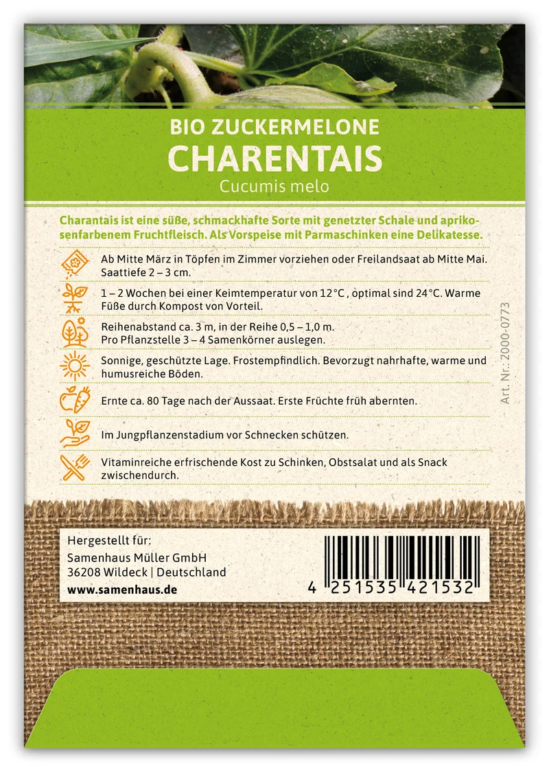 Zuckermelone Charentaise | BIO Zuckermelonensamen von FLORTUS