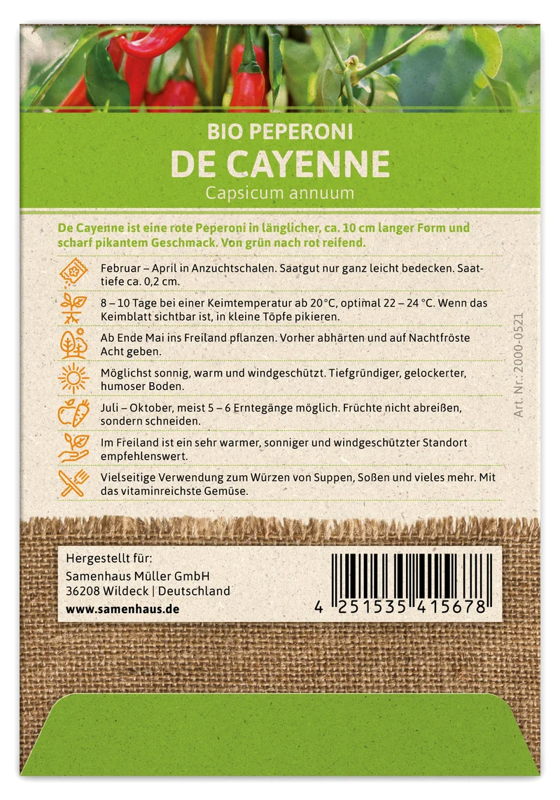 Peperoni De Cayenne | BIO Peperonisamen von FLORTUS