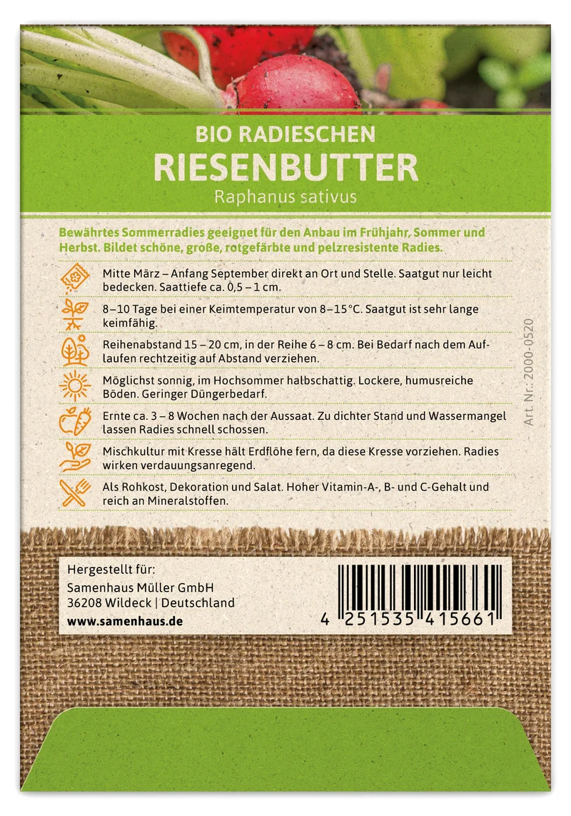 Radieschen Riesenbutter | BIO Radieschensamen von FLORTUS