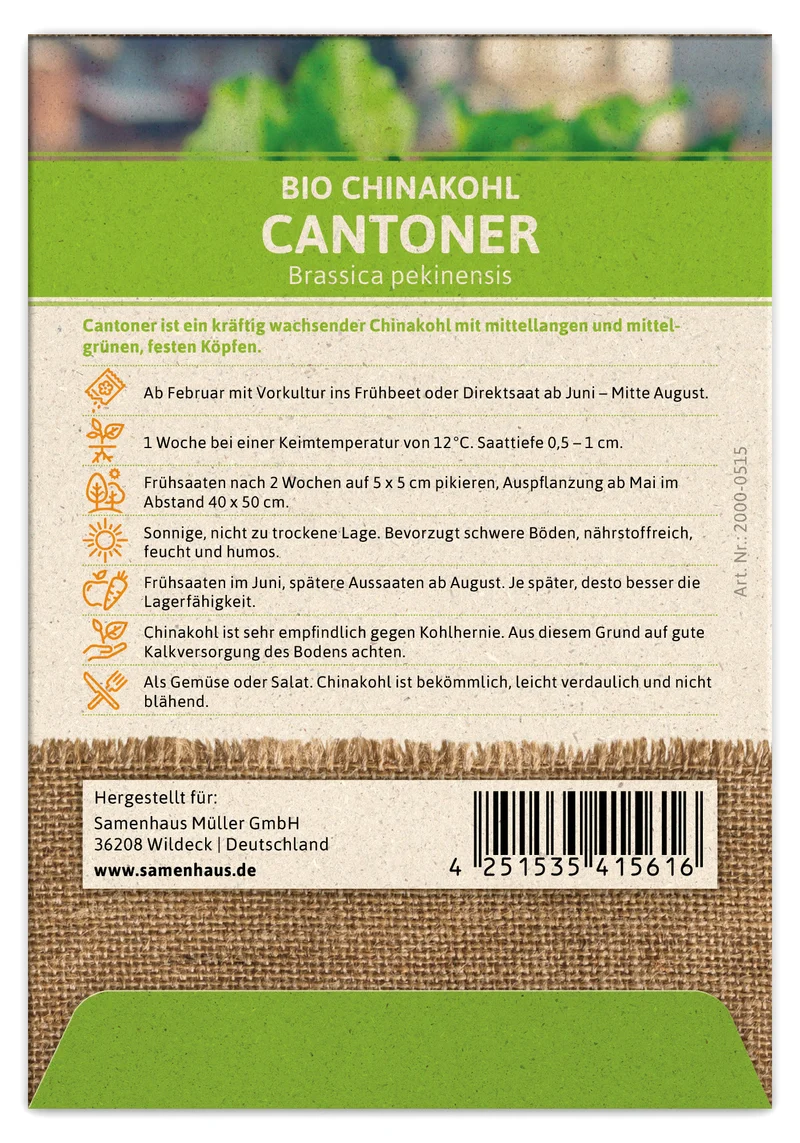 Chinakohl Cantoner | BIO Chinakohlsamen von FLORTUS