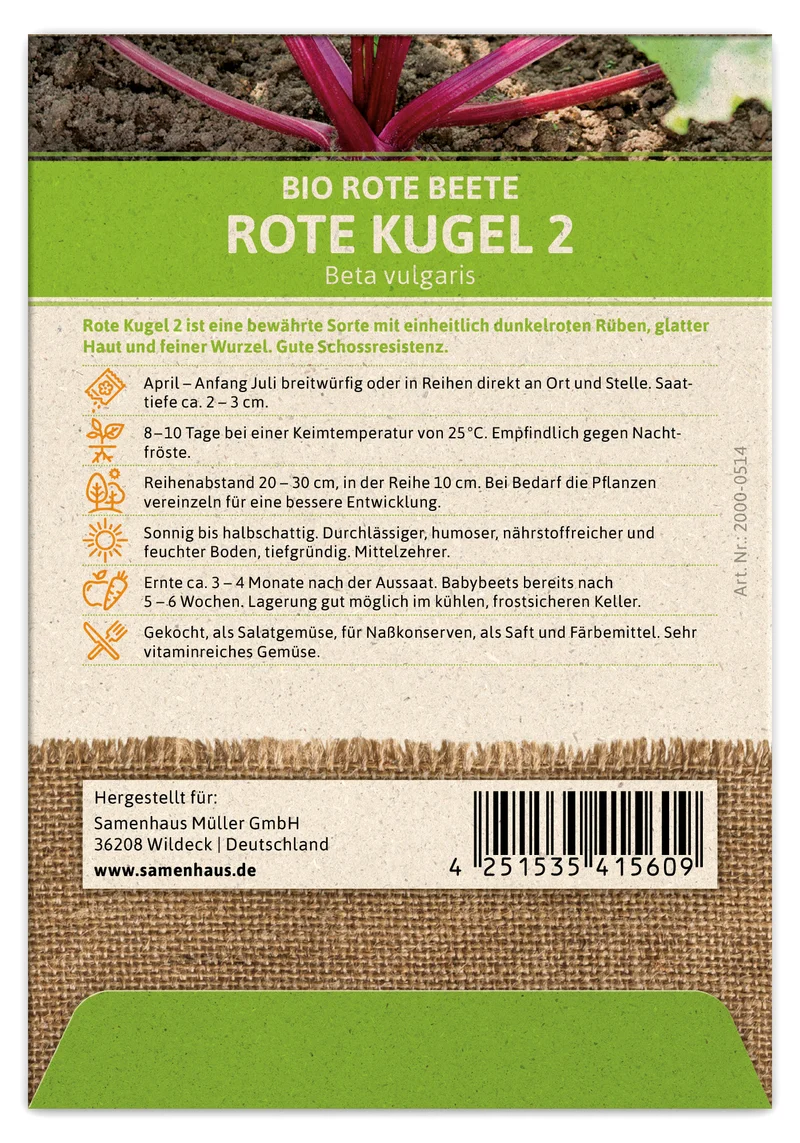 Rote Beete Rote Kugel 2 | BIO Rote Beetesamen von FLORTUS