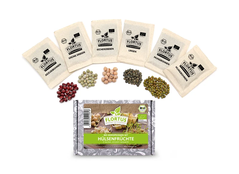 Keimsprossen Set Hülsenfrüchte (6 Sorten) | BIO Keimsprossen Sets von FLORTUS
