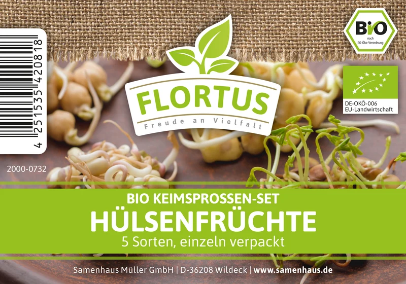 Keimsprossen Set Hülsenfrüchte (6 Sorten) | BIO Keimsprossen Sets von FLORTUS