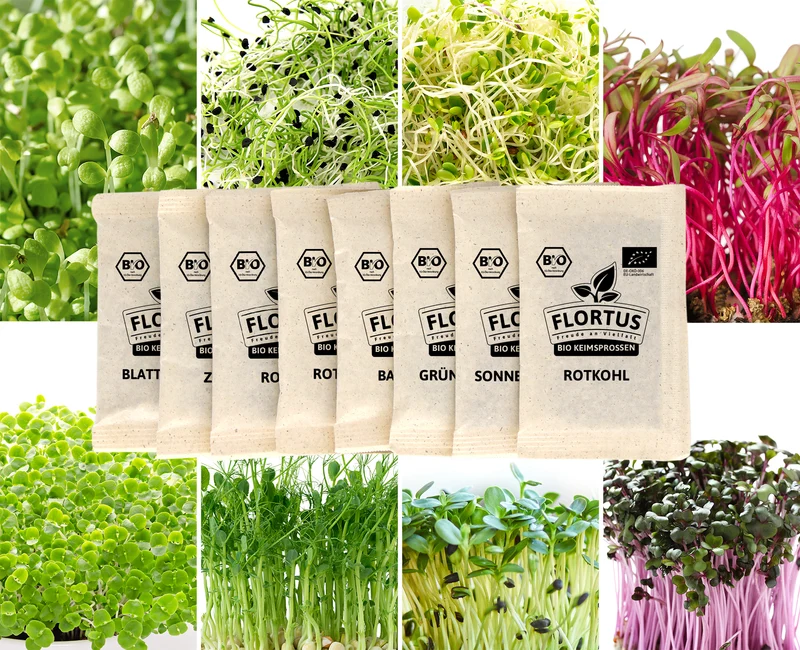 Keimsprossen Set Fortgeschrittene (8 Sorten) | BIO Keimsprossen Sets von FLORTUS