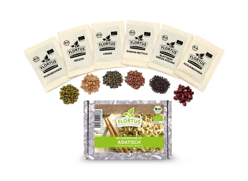Keimsprossen Set Asiatisch (6 Sorten) | BIO Keimsprossen Sets von FLORTUS