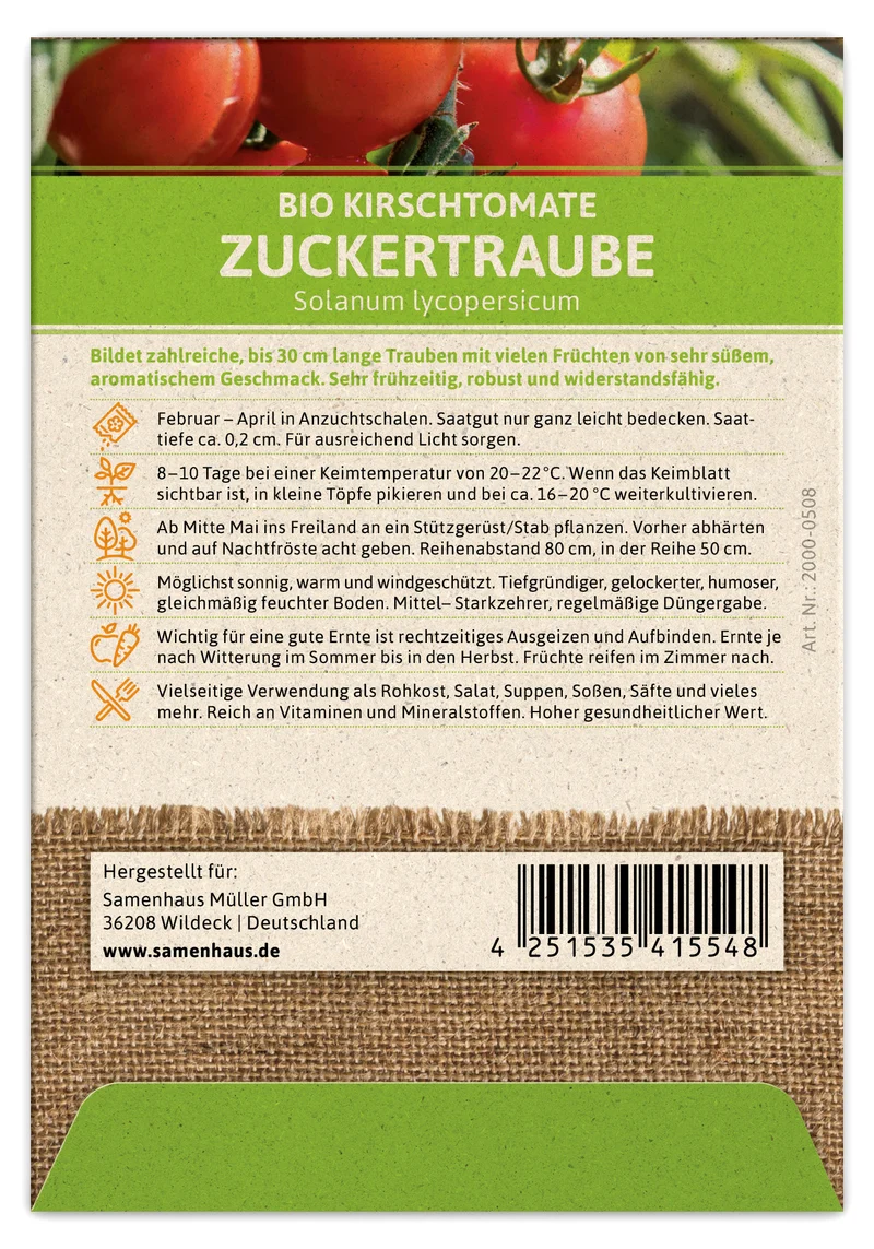 Kirschtomate Zuckertraube | BIO Tomatensamen von FLORTUS