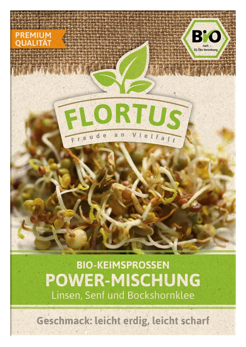 Keimsprossen Power-Mischung (Linsen, Senf und Bockshornklee) | BIO Keimsprossen von FLORTUS