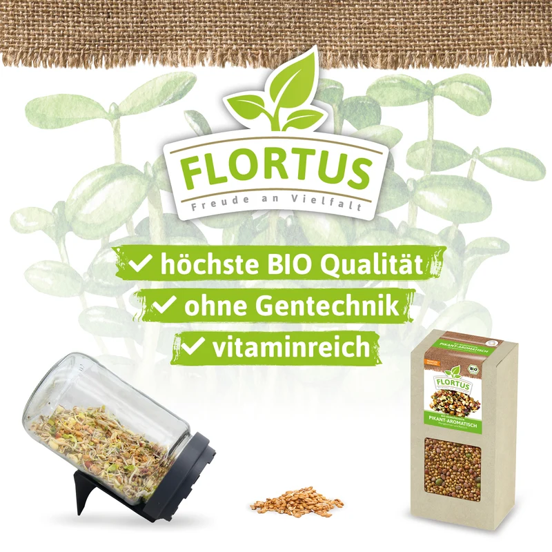 Keimsprossen Pikant-Aromatisch (Mungbohnen und Rettich) | BIO Keimsprossen von FLORTUS