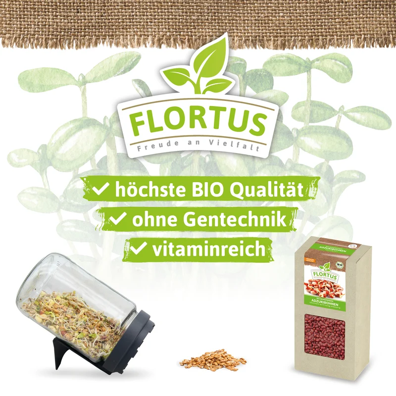 Keimsprossen Adzukibohne | BIO Keimsprossen von FLORTUS