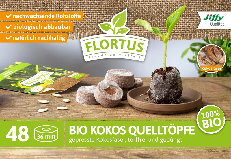 BIO Kokos Quelltöpfe 36 mm | BIO Kokos Quelltöpfe von FLORTUS