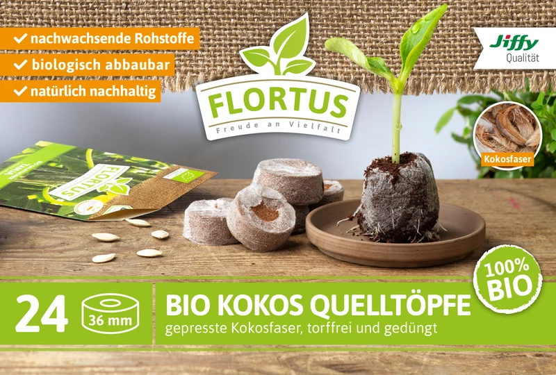 BIO Kokos Quelltöpfe 36 mm | BIO Kokos Quelltöpfe von FLORTUS