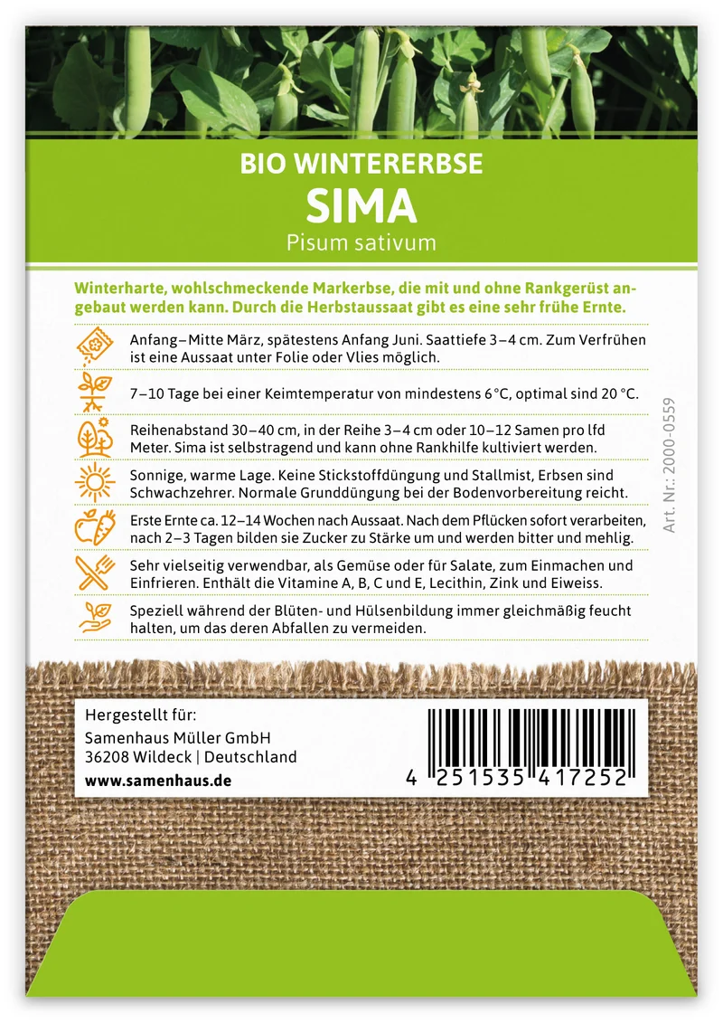 Wintererbse Sima | BIO Markerbsensamen von FLORTUS