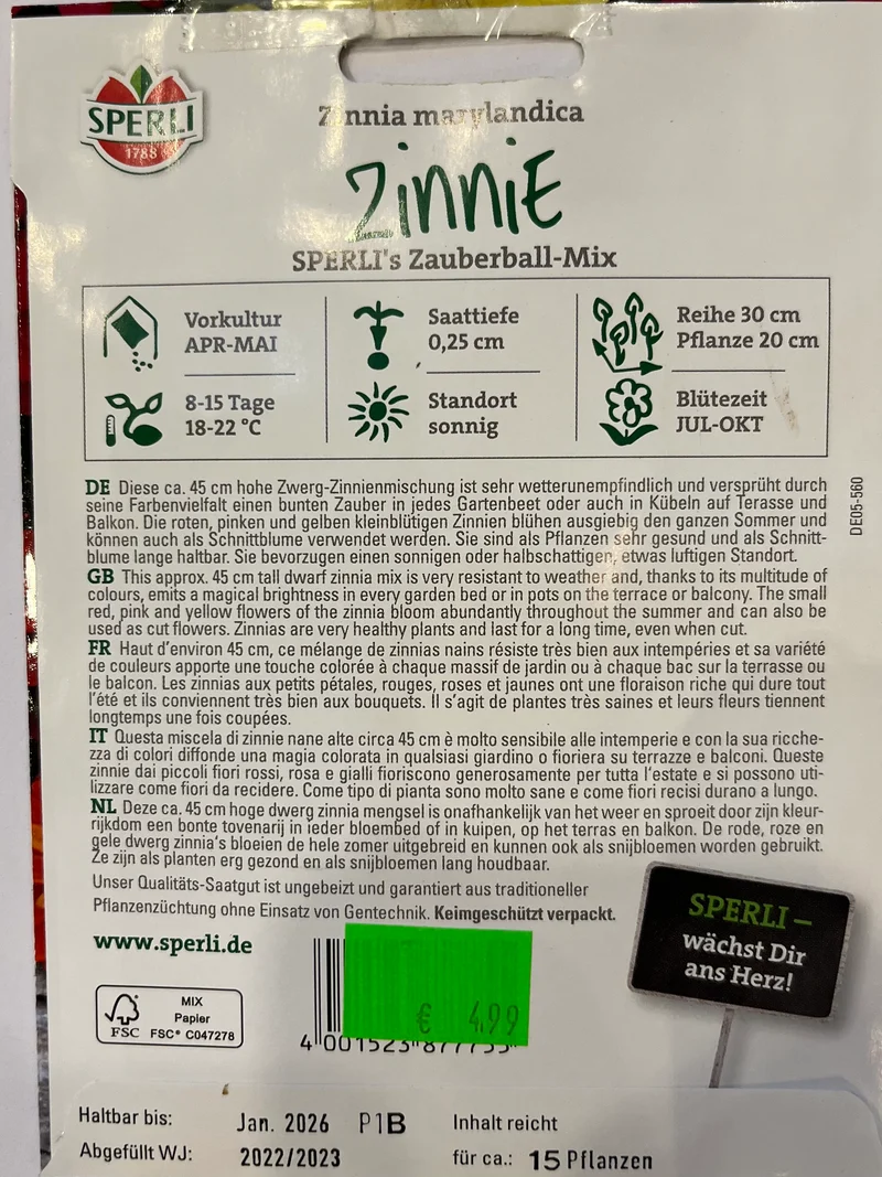 Zinnie Zauberball-Mix