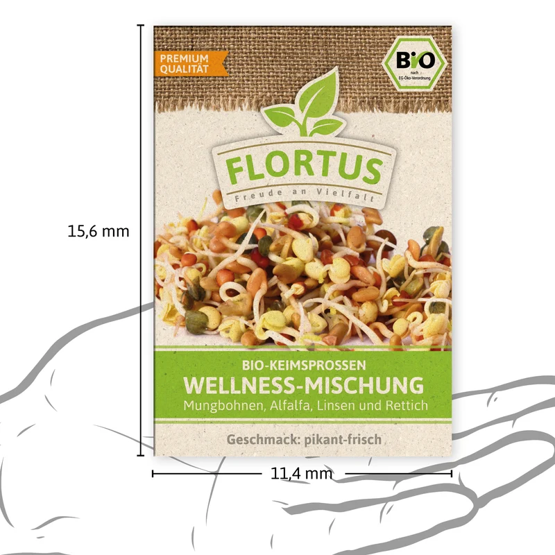 Keimsprossen Wellness-Mischung (Mungbohnen, Alfalfa, Linsen und Rettich) | BIO Keimsprossen von FLORTUS