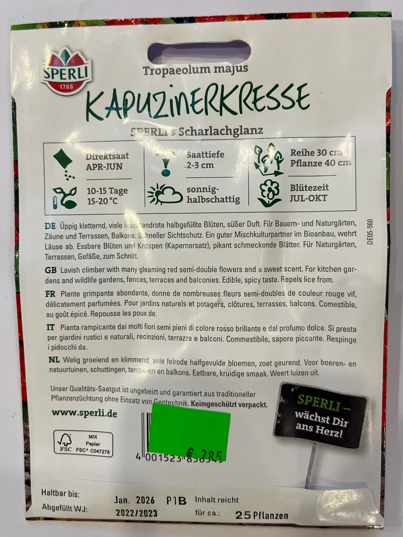 Kapuzinerkresse Sperli’s Scharlachglanz
