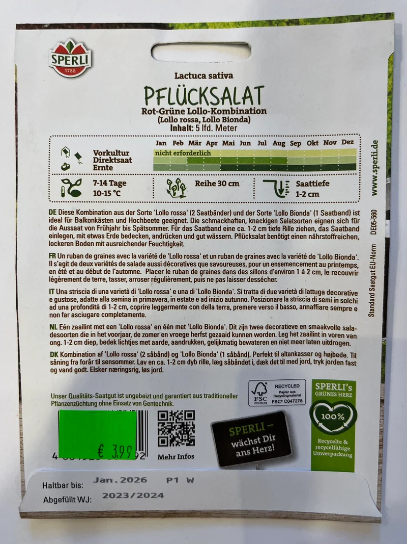 Pflücksalat Rot-Grüne Lollo Kombination