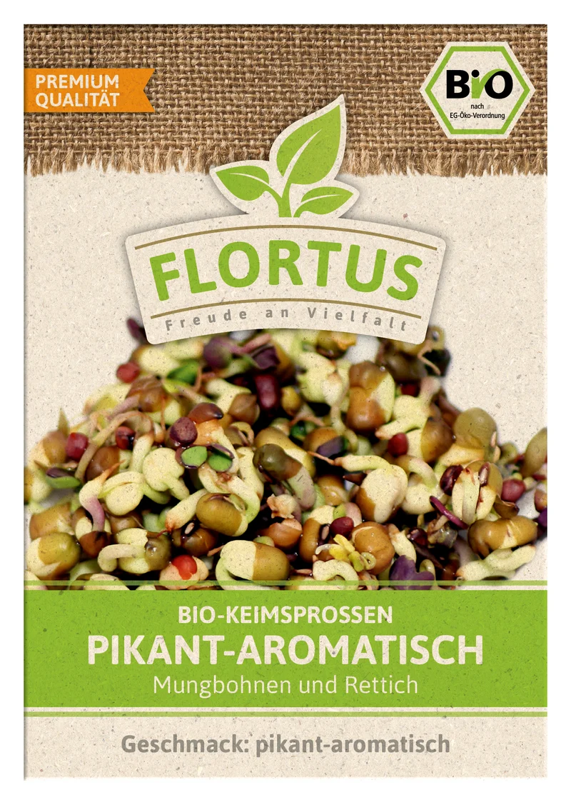 Keimsprossen Pikant-Aromatisch (Mungbohnen und Rettich) | BIO Keimsprossen von FLORTUS