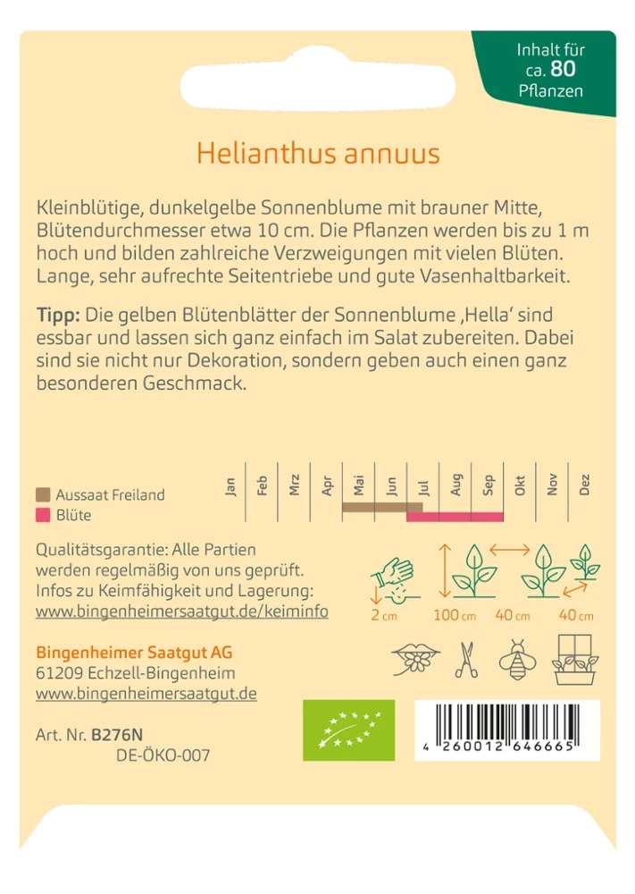 BIO Saatgut Sonnenblume Hella