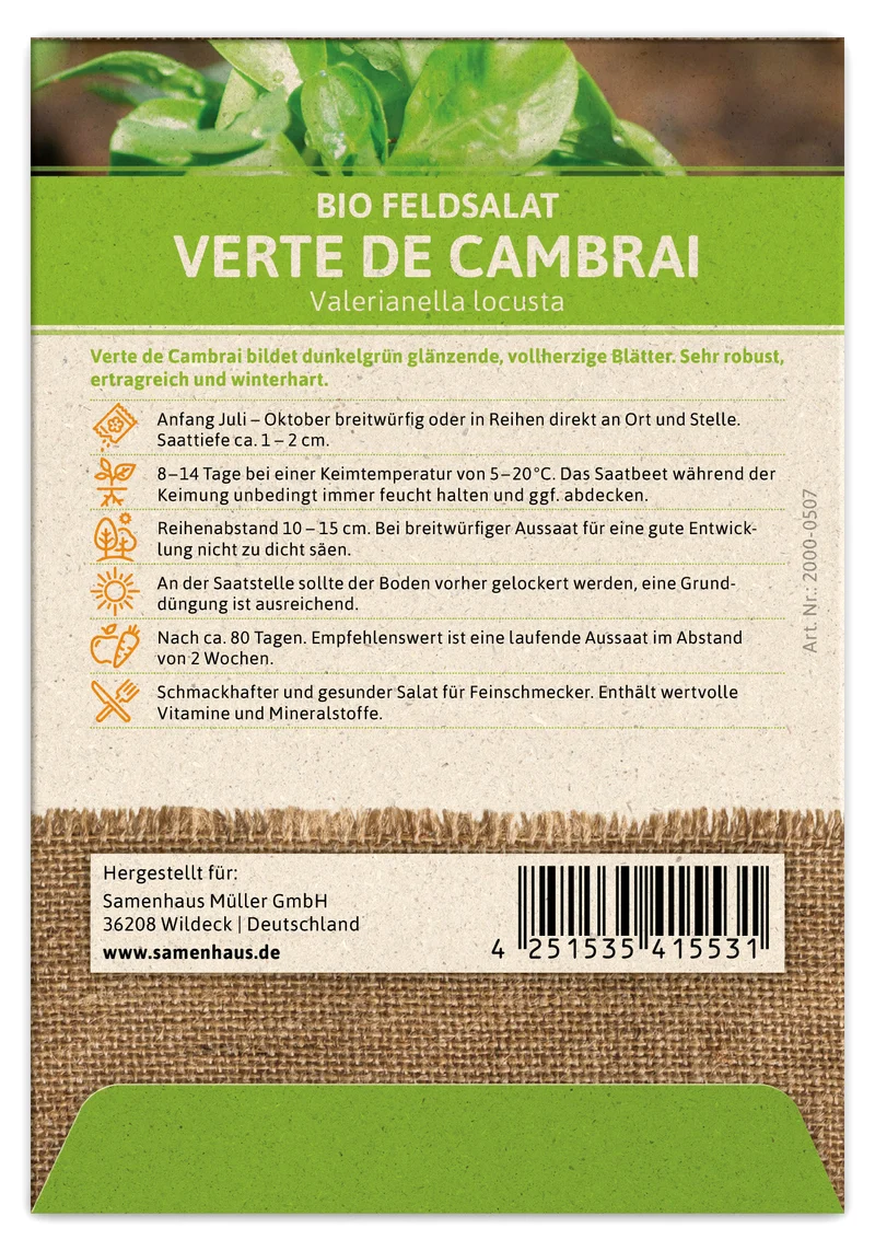 Feldsalat Verte de Cambrai | BIO Salatsamen von FLORTUS