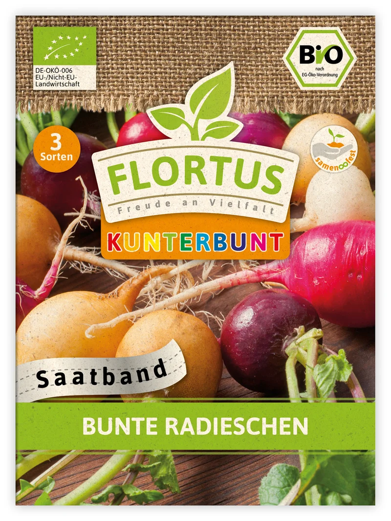 Bunte Radieschen (Saatband) | BIO Saatbänder & Saatplatten von FLORTUS