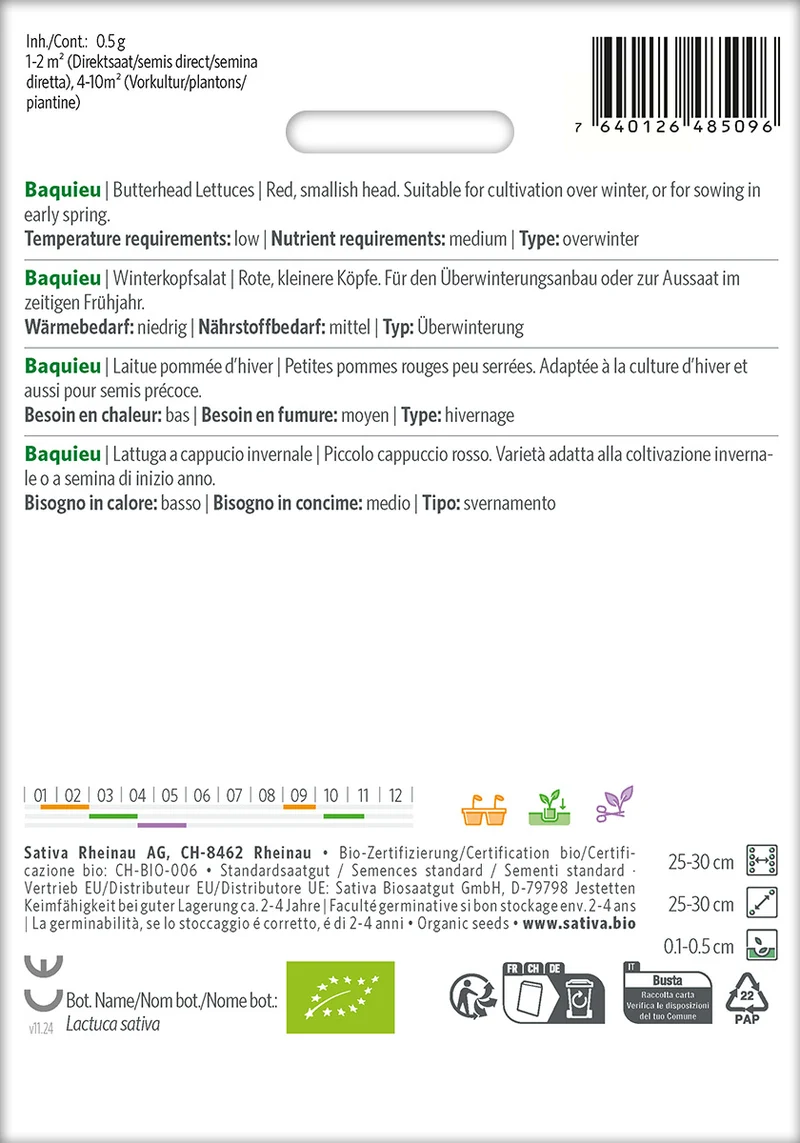 BIO Saatgut Winterkopfsalat Baquieu
