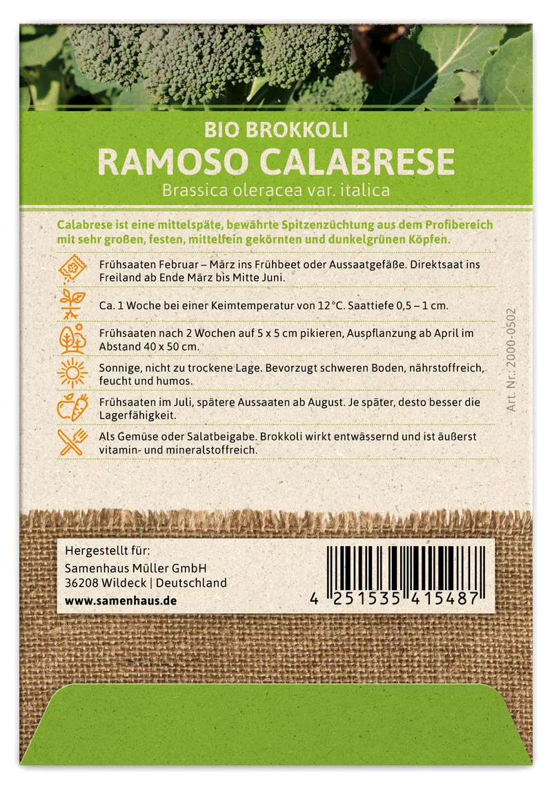 Brokkoli Ramoso Calabrese | BIO Kohlsamen von FLORTUS