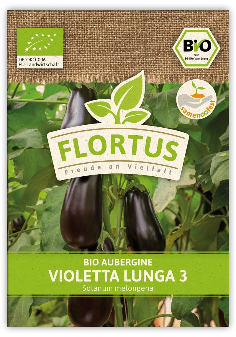 Aubergine Violetta Lunga 3 (100 Stück) | BIO Auberginensamen von FLORTUS