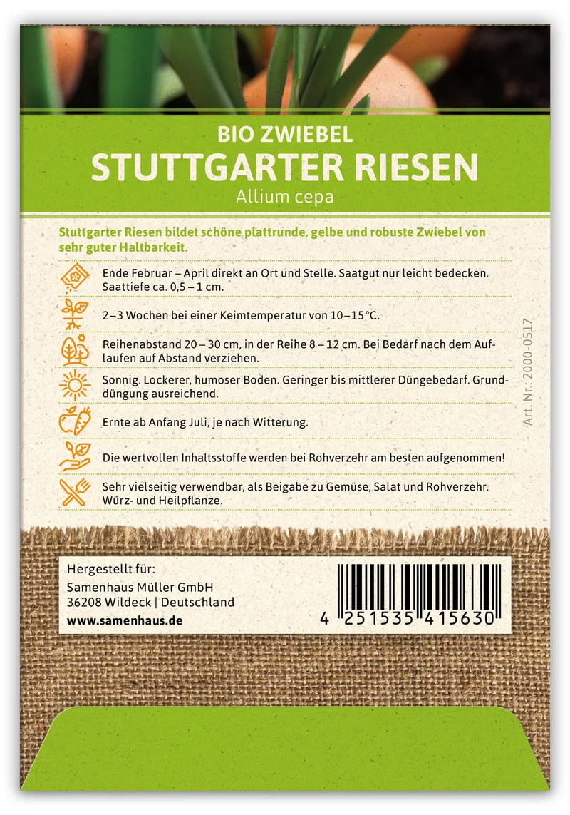 Zwiebel Stuttgarter Riesen (100 Stück) | BIO Zwiebelsamen von FLORTUS