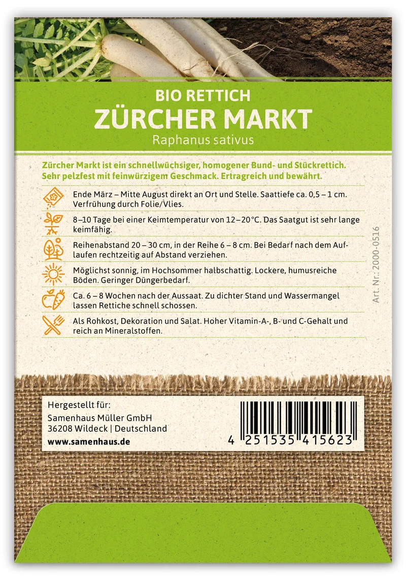 Rettich Zürcher Markt (100 Stück) | BIO Rettichsamen von FLORTUS