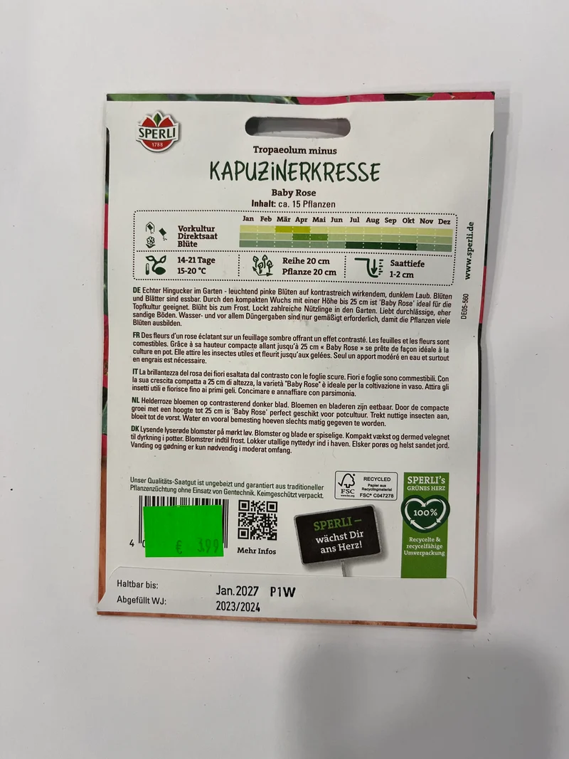 Kapuzinerkresse Baby Rose