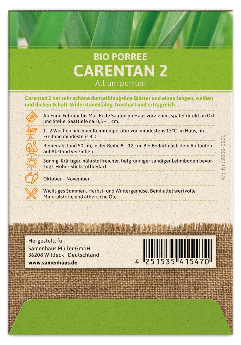 Lauch-Porree Carentan 2 | BIO Lauchsamen von FLORTUS