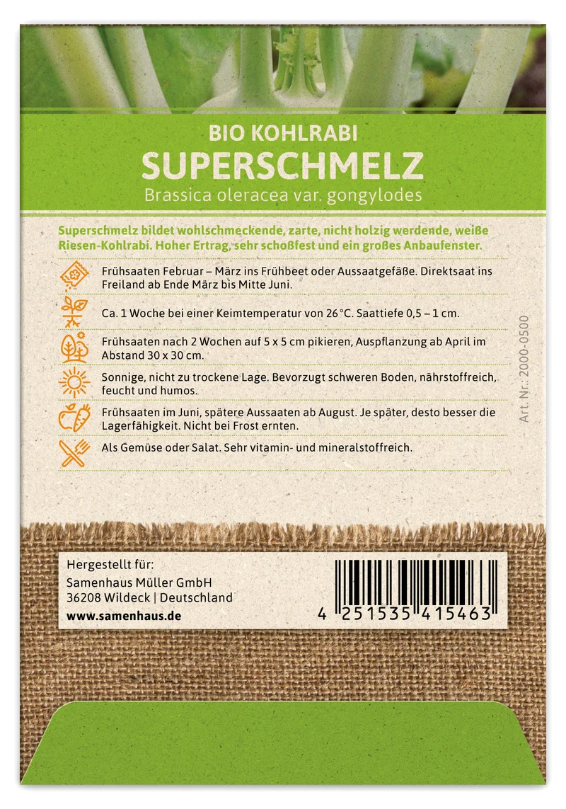 Kohlrabi Superschmelz | BIO Kohlsamen von FLORTUS