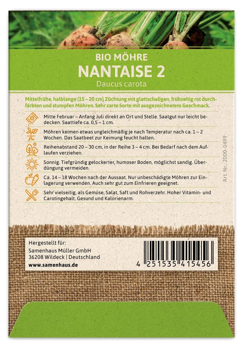 Möhre Nantaise 2 | BIO Möhrensamen von FLORTUS