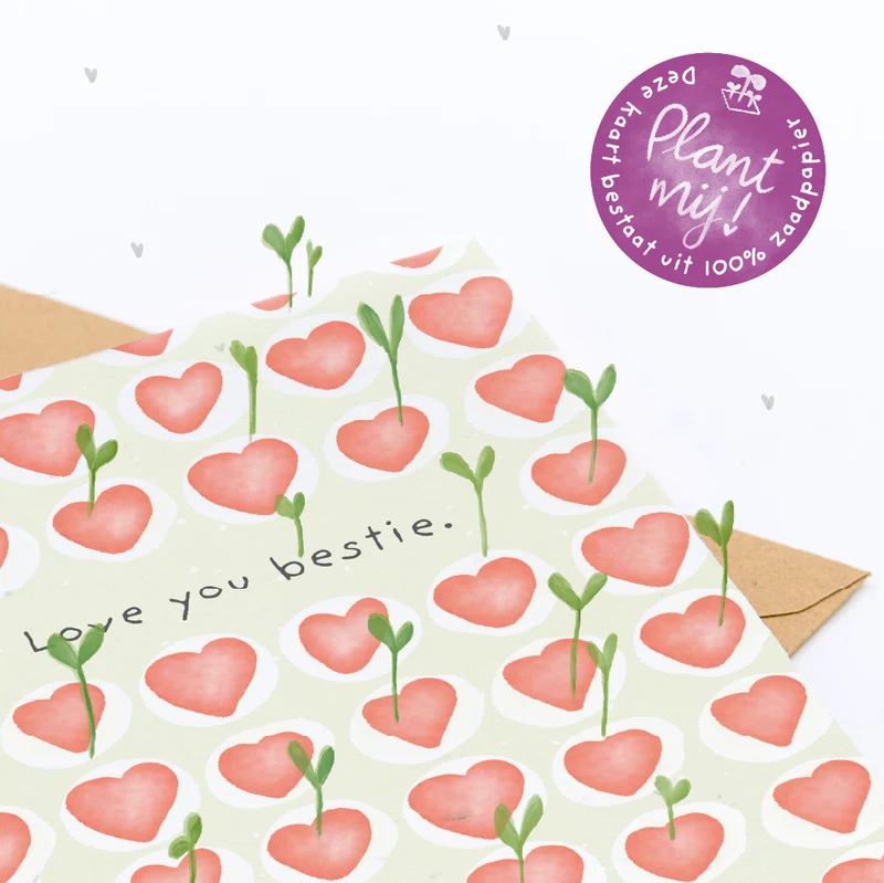 Wenskaart – Love you bestie!