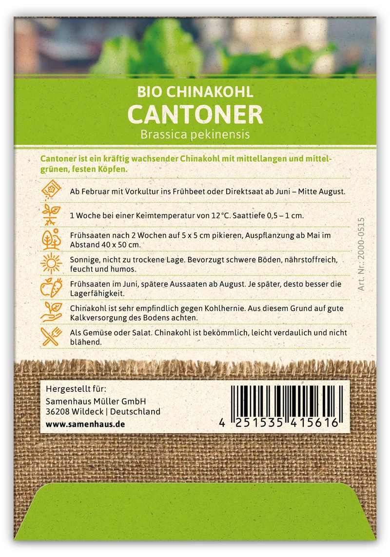 Chinakohl Cantoner (100 Stück) | BIO Chinakohlsamen von FLORTUS