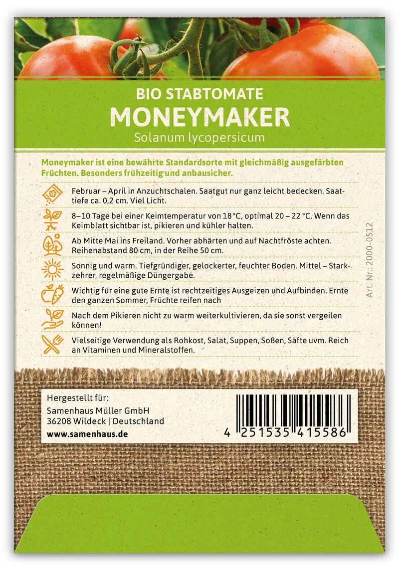 Tomate Moneymaker (100 Stück) | BIO Tomatensamen von FLORTUS