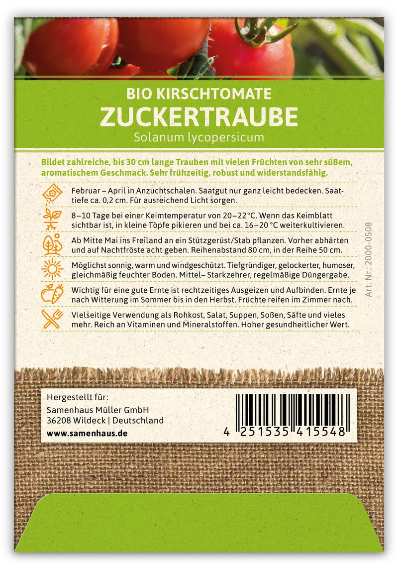 Kirschtomate Zuckertraube (100 Stück) | BIO Tomatensamen von FLORTUS
