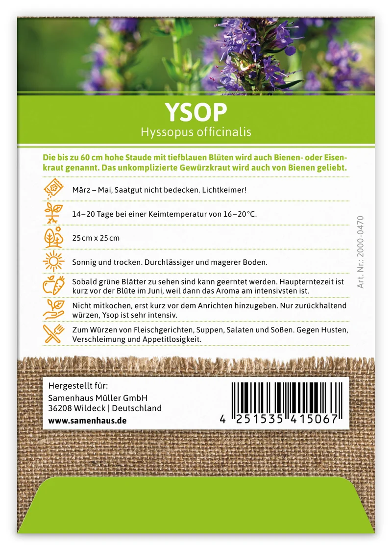 Ysop | BIO Kräutersamen von FLORTUS