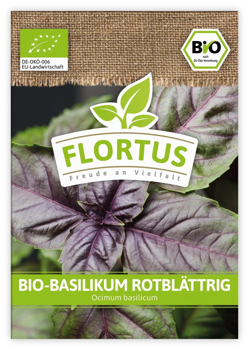 Basilikum rotblättrig (100 Tütchen) | BIO Basilikumsamen von FLORTUS